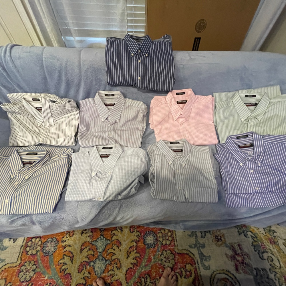 9 Kirkland brand button down oxford shirts all in good condition.